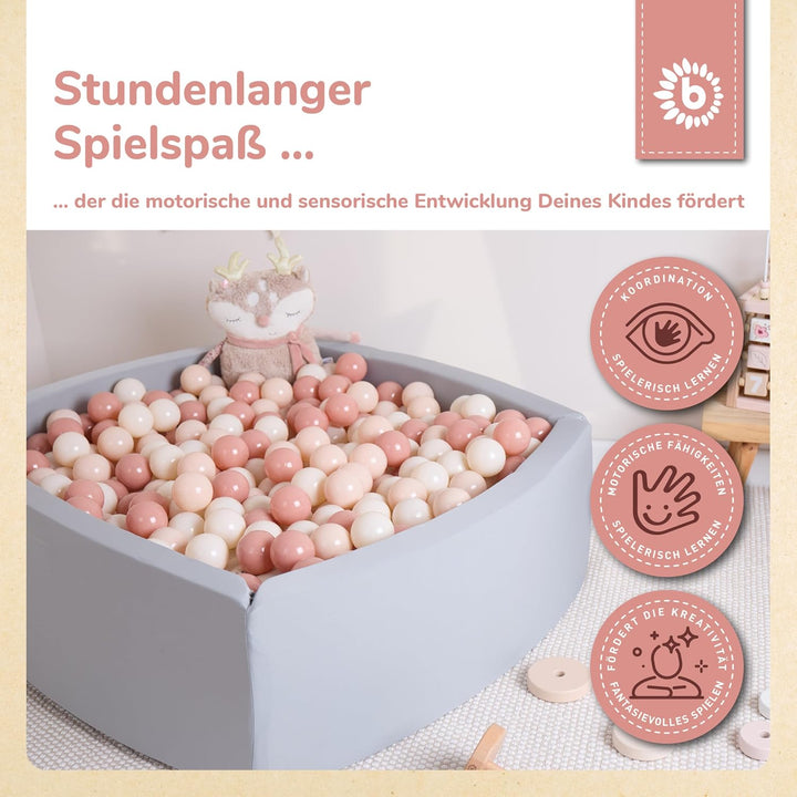 Bieco Bälle für Bällebad Dreamy Flowers | 100 Stück | Bunte Bälle | Bällebad Kinder | Bällebad Baby