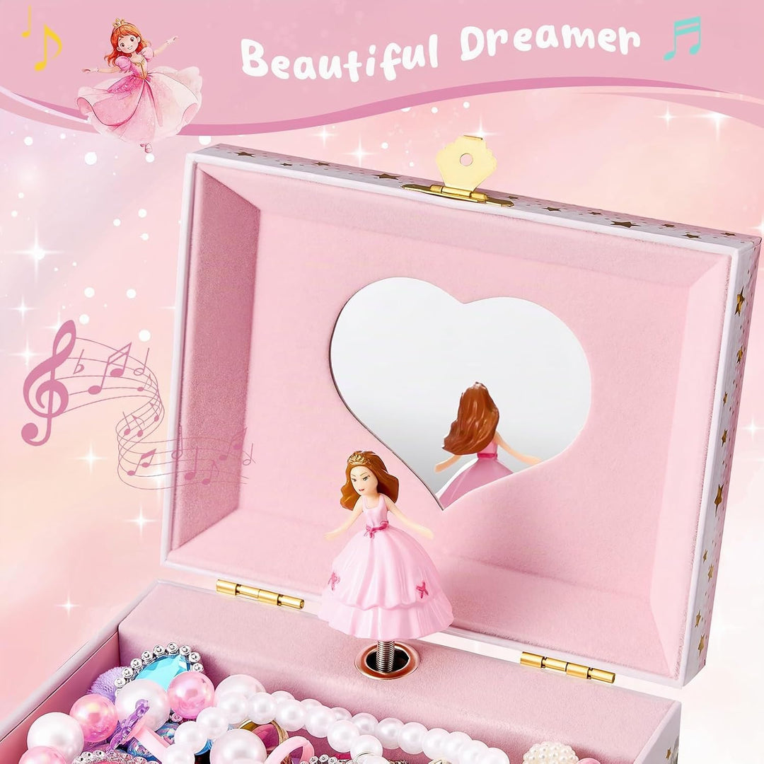 ProCase Kinder Musik Box Schmuckkästchen mit Spieluhr Princess, Schmuckschatulle mit Melodie für Mäd