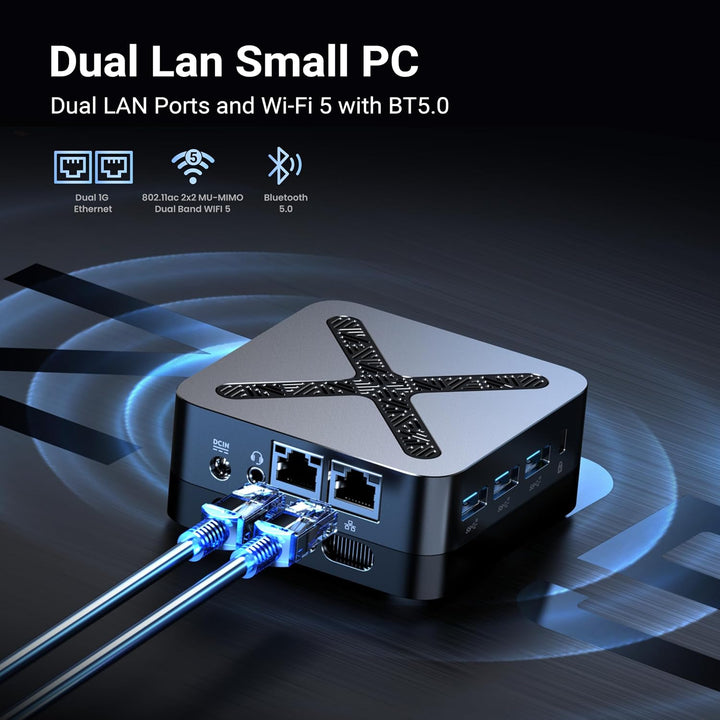 MINIX NEO Z95 Mini PC, Intel 12th Gen N95 (bis zu 3,4 GHz), 8 GB LPDDR5X RAM 256GB NVMe SSD, Dual LA