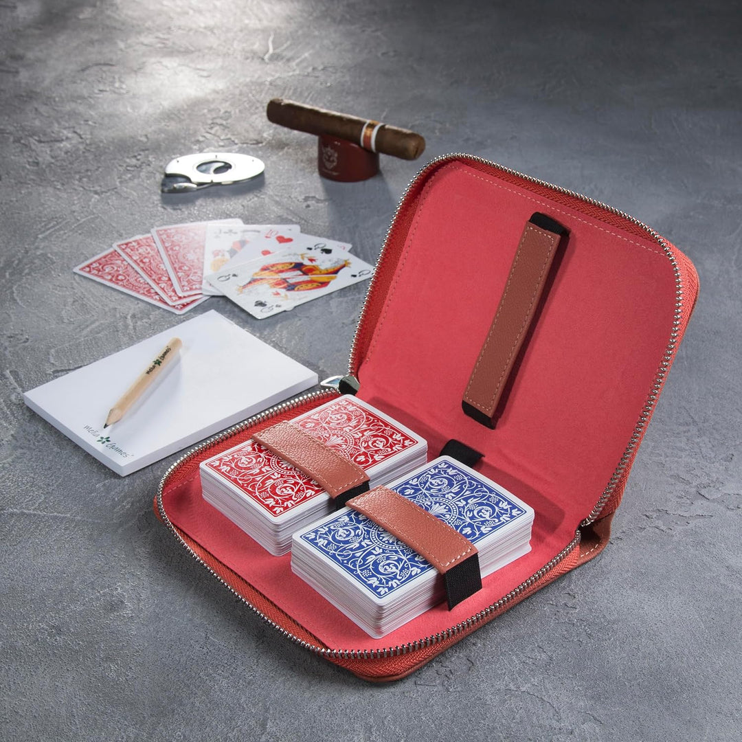 Melia Games Spielkarten Set Deluxe - Premium Karten-Etui aus feinstem Leder - komplettes Set inklusi