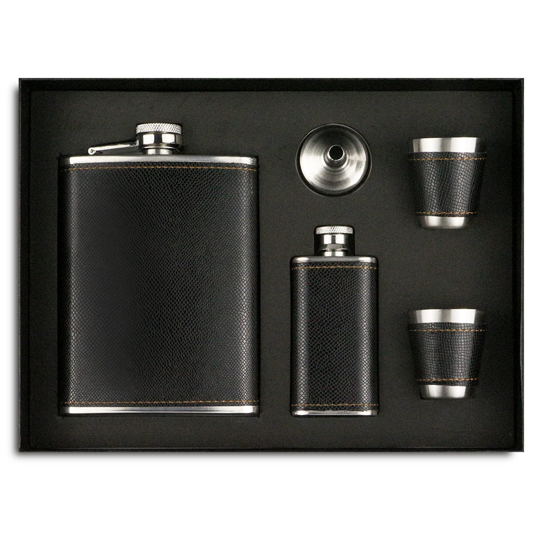 Flachmann Set 260ML Edelstahl Whisky Topf Mini Schnapsflasche Upscale Tragbar Alkoho Geschenke (schw