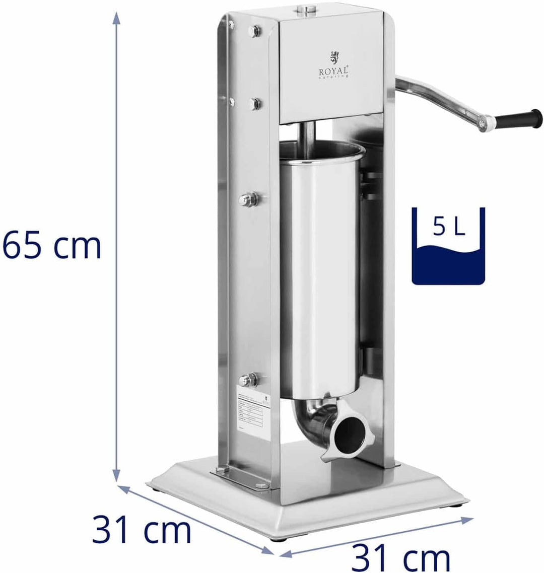 Royal Catering RCWV-5L Wurstfüller vertikal Wurstfüllmaschine Wurstspritze Wurstpresse Edelstahl 5 L