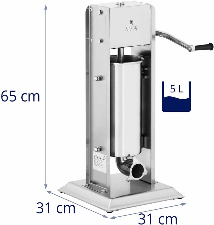 Royal Catering RCWV-5L Wurstfüller vertikal Wurstfüllmaschine Wurstspritze Wurstpresse Edelstahl 5 L