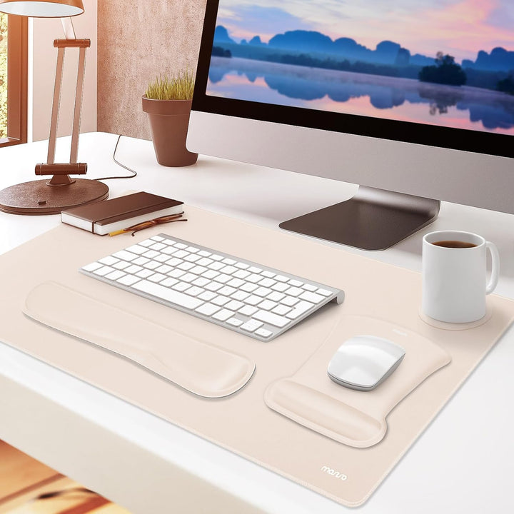 MOSISO Schreibunterlage Matte Tastatur Mauspad Set, 4-in-1 Ergonomisches Mousepad&Tastatur Handgelen
