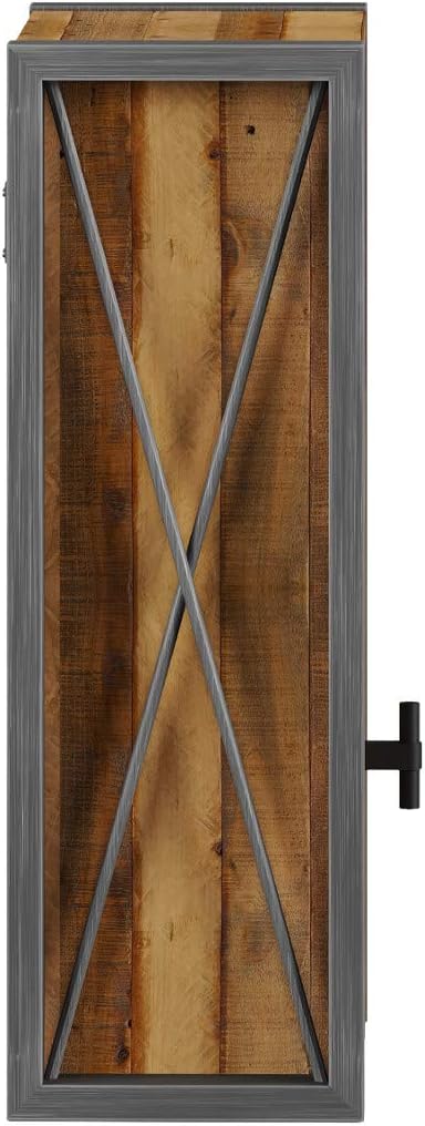 Woodkings® Spiegelschrank Detroit mit Ablage, recycelte Pinie mit Metall Rahmen grau, Wandspiegel In
