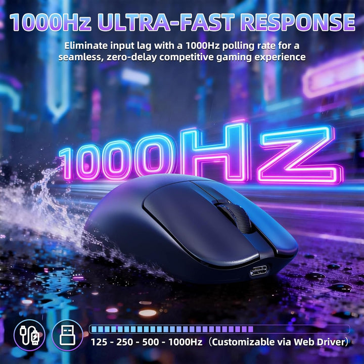 ZIYOU LANG×MAGIC-REFINER AJ199 Kabellose Gaming Maus Leicht, 49g Tri-Modus 2.4G/BT/Kabel, PixArt PAW