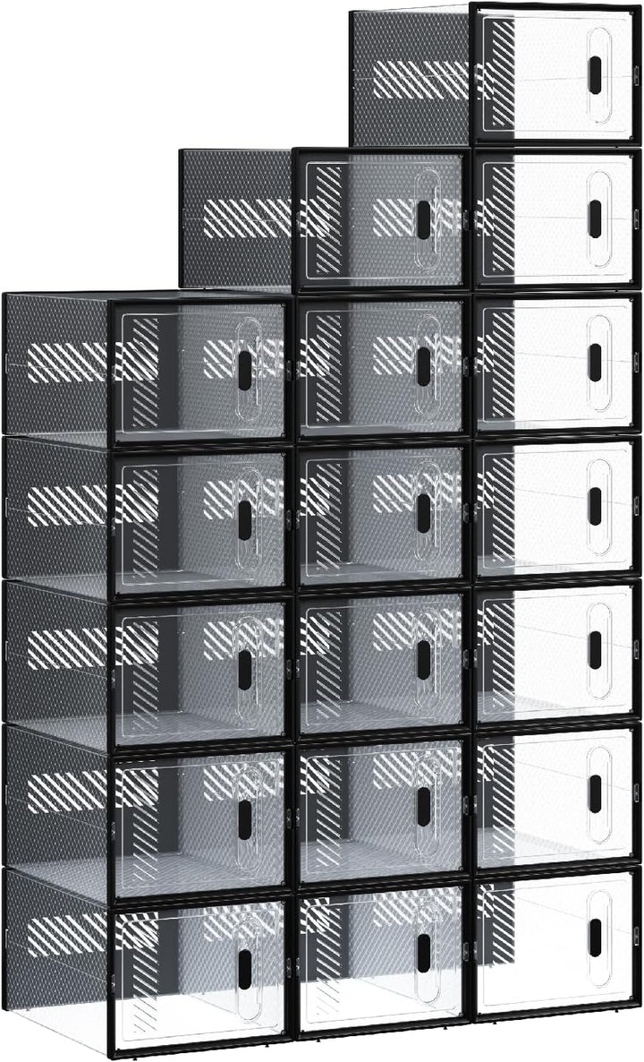 WOLTU Schuhbox stapelbar, 8er Set, Schuhkarton mit magnetischer Tür, Kunststoffbox für Schuhaufbewah