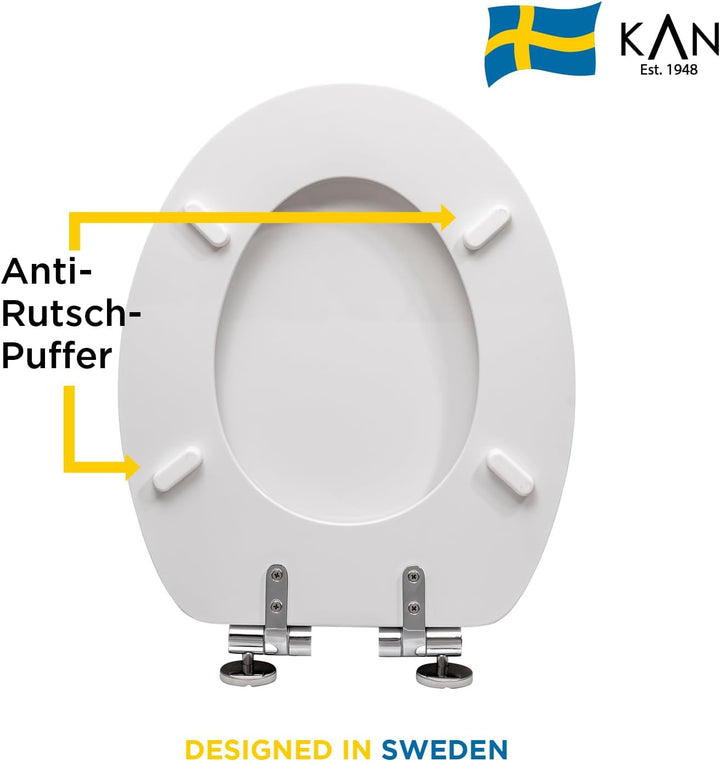 KAN Toilettendeckel mit Absenkautomatik - Universelle Passform -Klobrille ovale Form- Malmö - Befest