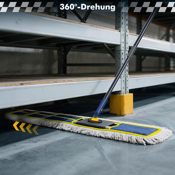 Bodenwischer, 90cm Breit Wischmopp, Gross Wischer mit 2 Mikrofaser Pads und 1 Baumwolle Pad, Profess