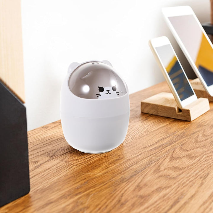 Winziger Schreibtisch Mülleimer Niedlich Mini Desktop-Mülleimer Tischmülleimer mit Deckel für Schlaf