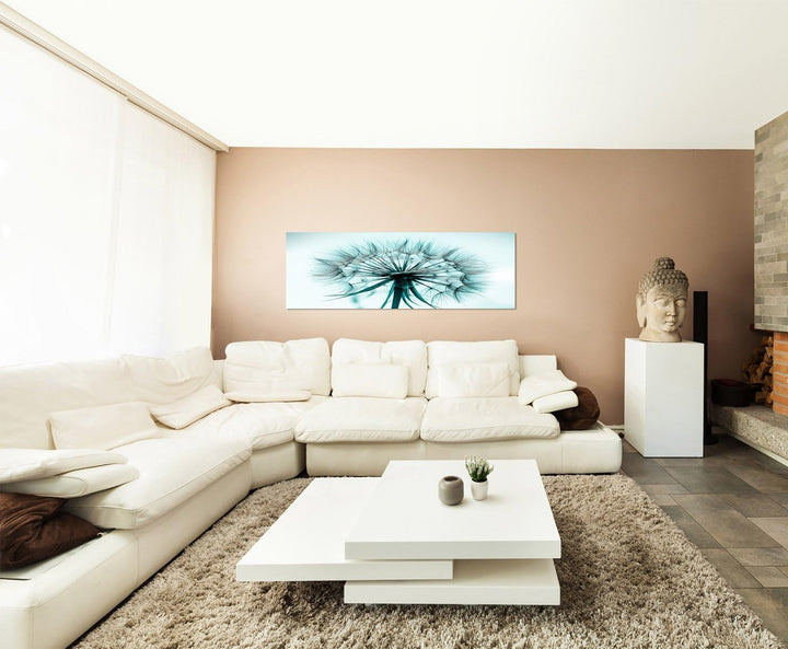 Paul Sinus Art Panoramabild auf Leinwand und Keilrahmen 120x40cm Pusteblume Löwenzahn Grossaufnahme
