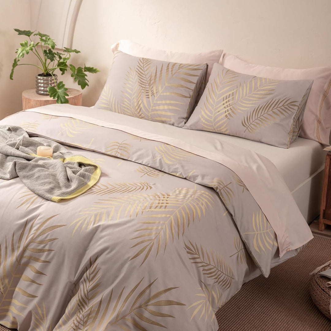 YASMENG Bettwäsche 135x200 Gold Beige Blätter Bettwäsche Gold Blätter Motiv Modern Aesthetic Bettbez