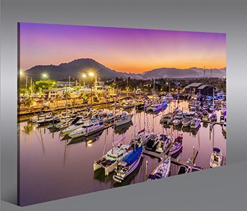 islandburner Bild Bilder auf Leinwand Phuket Hafen Thailand bei Nacht 1p XXL Poster Leinwandbild Wan