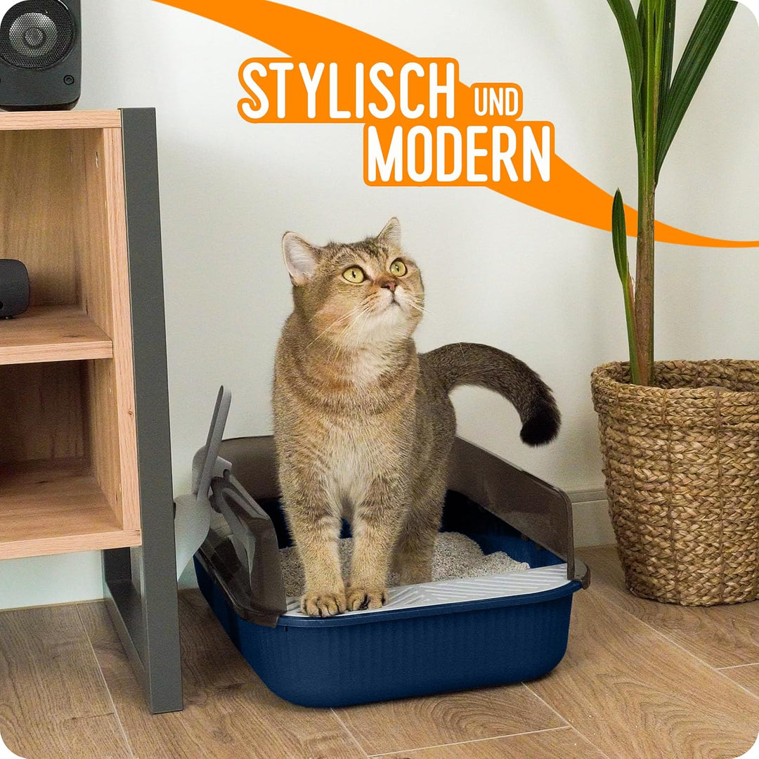 PETLIMA® | Offenes Katzenklo 50,5x34,5x18,5cm - Hoher Rand, frische Luft, Artgerecht, Katzentoilette