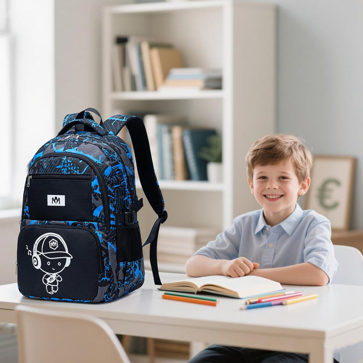 LEDAOU Schulrucksack Jungen Teenager Mädchen Schultaschen Kinder Rucksäcke Wasserdicht Leichtgewicht
