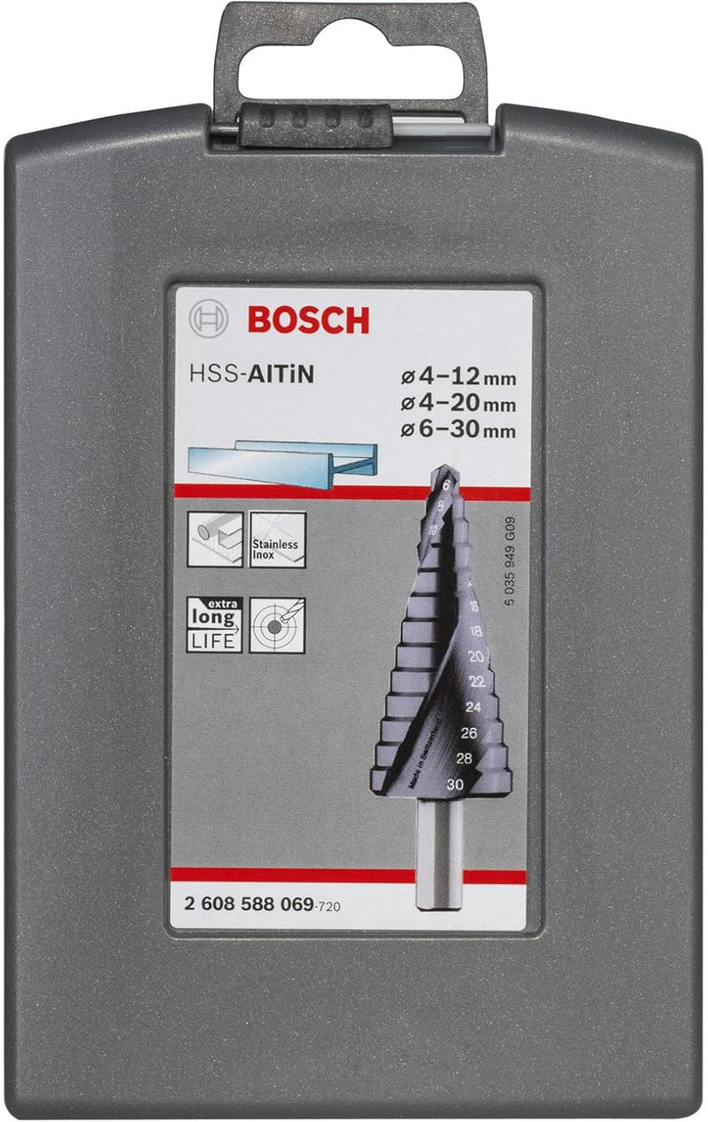 Bosch Professional3tlg. Stufenbohrer-Set HSS-AlTiN mit 3-Flächen-Schaft