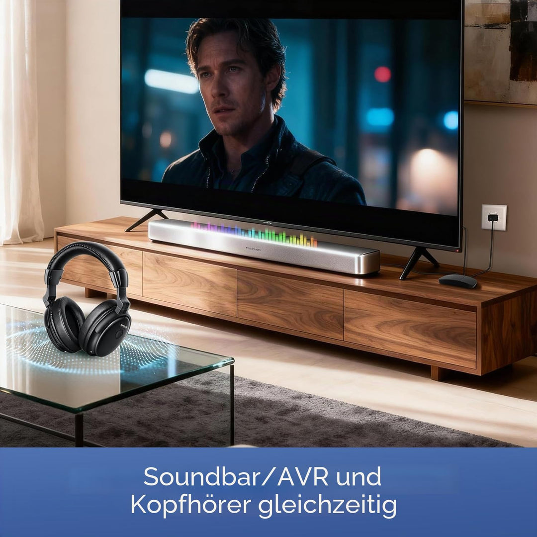 SIMOLIO Digital Funkkopfhörer für Fernseher Kabellos für Senioren, 2.4GHz Kabellose TV Kopfhörer mit