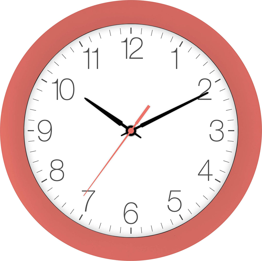 Eurotime Funkwanduhr, 30 cm, Apricot Aprikose, Kunststoffgehäuse, gewölbtes Echtglas, automatische Z