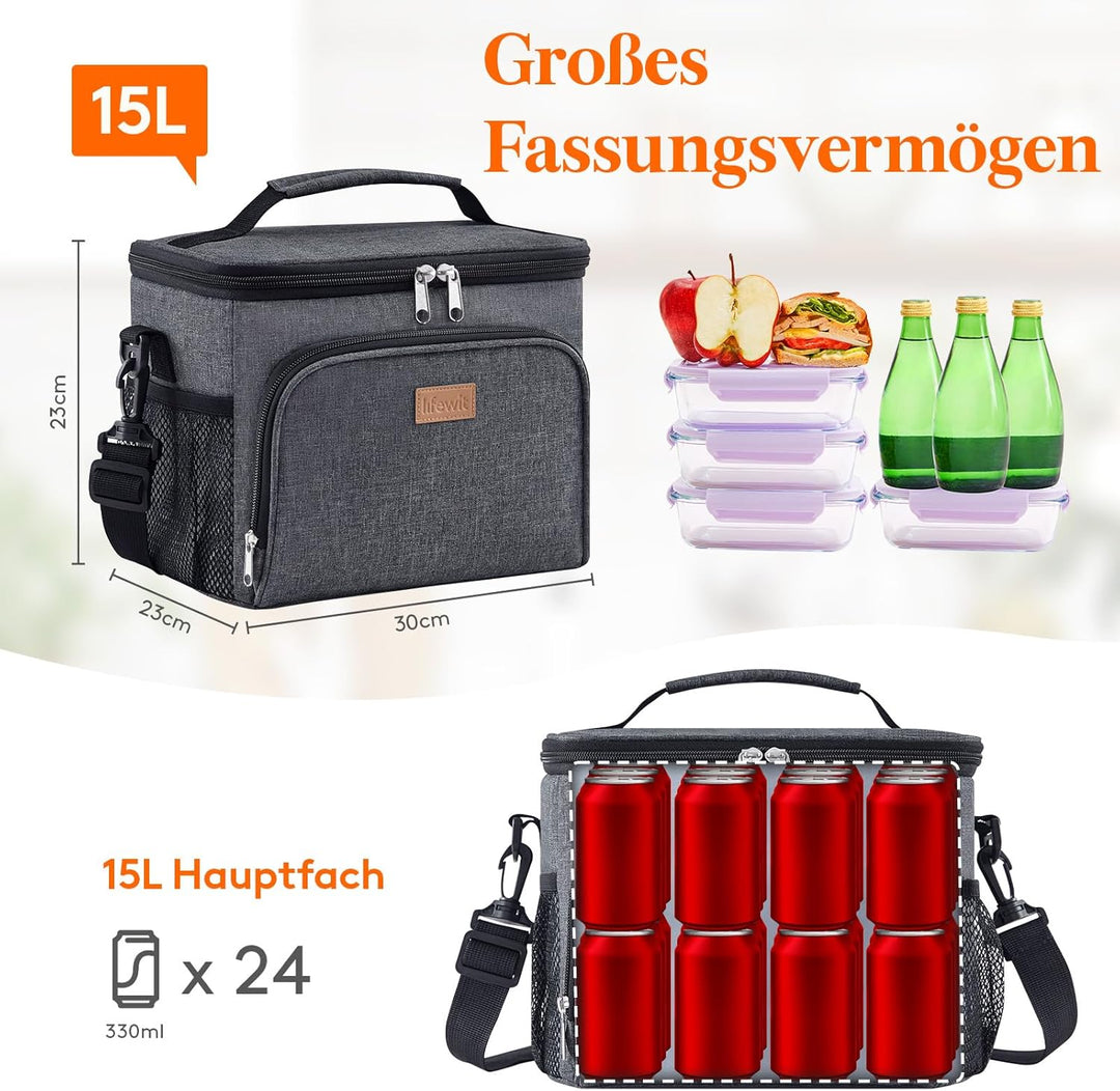 Lifewit Isolierte Kühltasche, Wiederverwendbare Lunchtasche, Tragbare Kühlbox auslaufsicher, Trageta