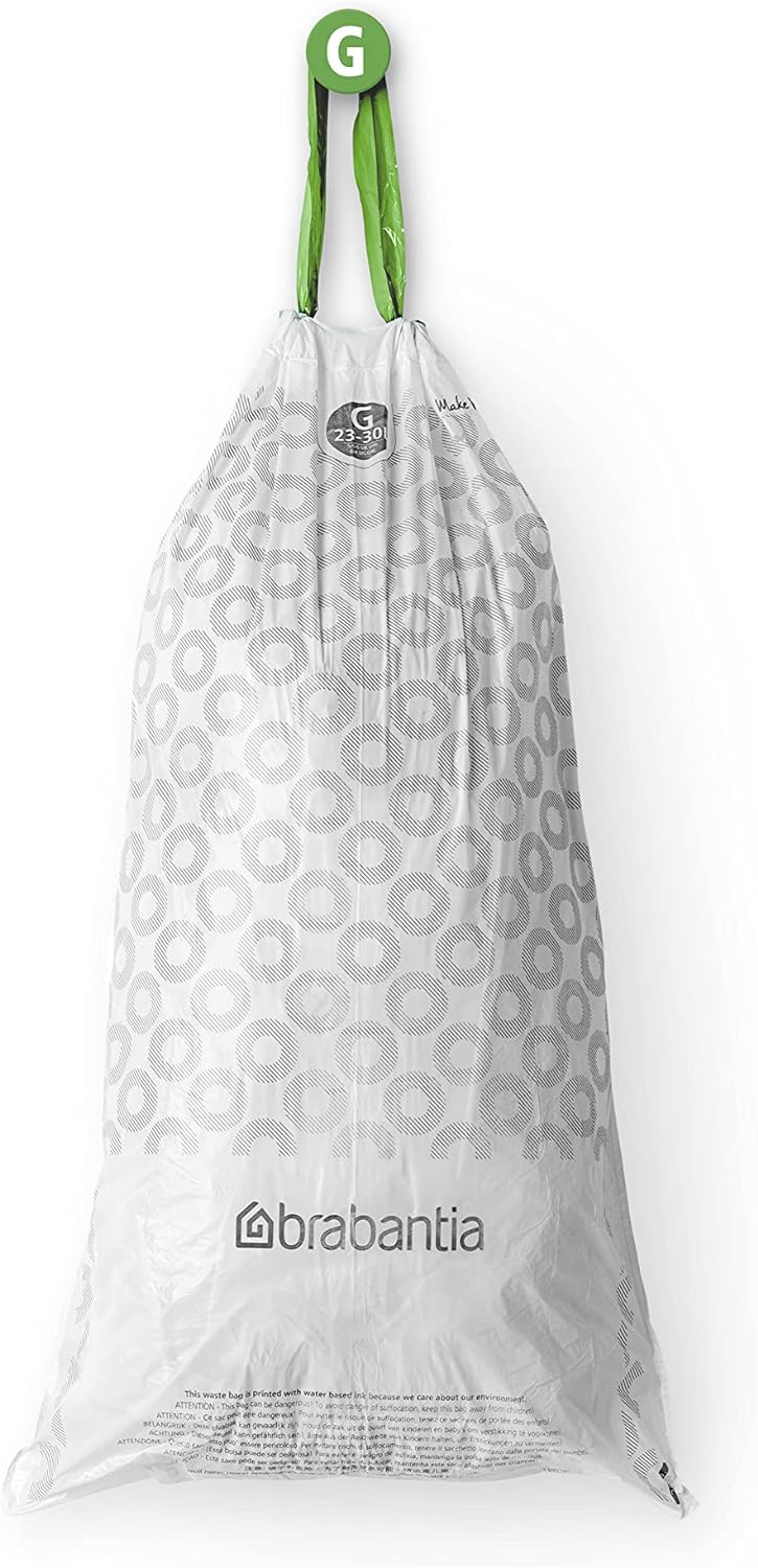 Brabantia Müllbeutel PerfectFit Multipack (Code G - 23L / 30L) Extra Starke Müllsäcke mit Zugband, 6