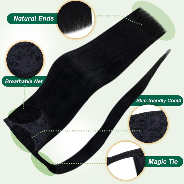 Easyouth Ponytail Echthaar Extensions Schwarz Zopf Haarverlangerung Remy Echthaar Zopf Extensions Na