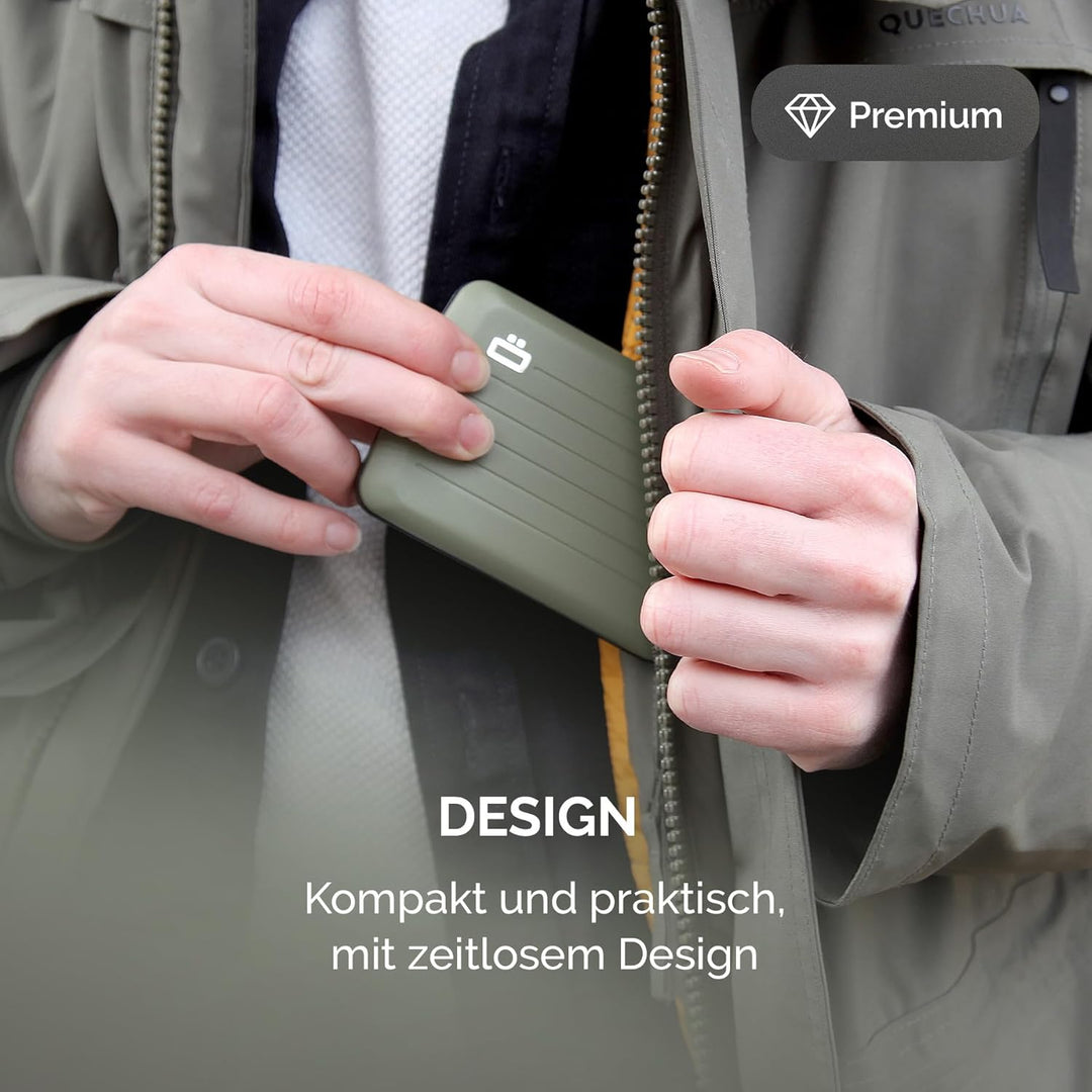 OGON Aluminium Geldbörse Smart Case V2 - Einfache Lagerung - Metallverschluss - Kartenetui mit RFID-