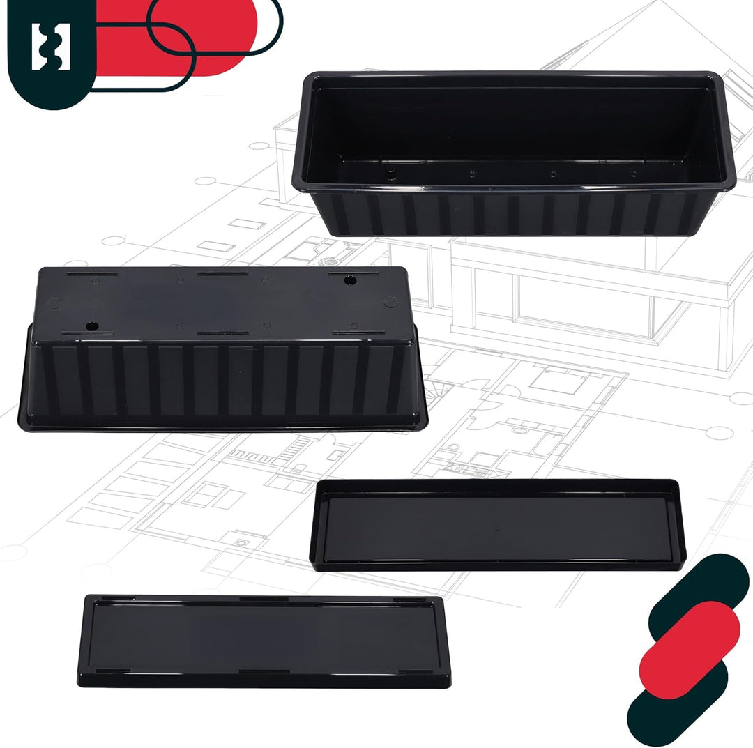 KOTARBAU® 4er Set Blumenkasten - Blumentopf für Balkon - 50 x 18 x 14 cm - Anthrazit - Balkonkasten