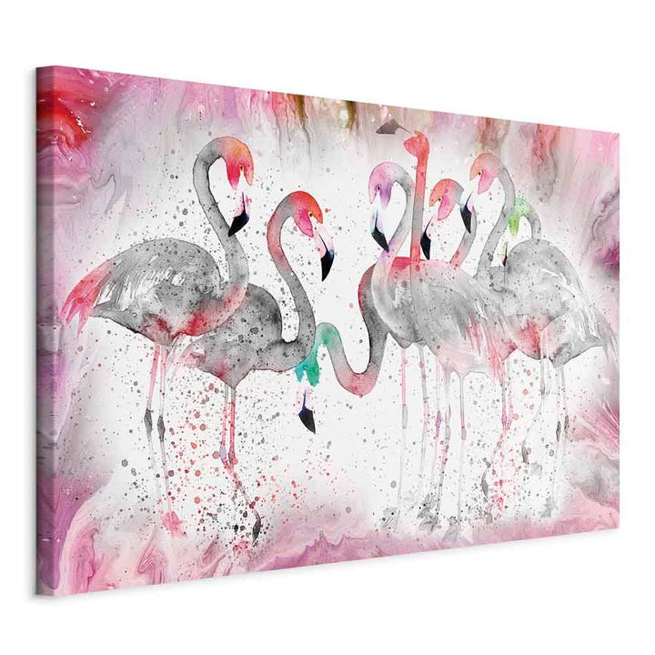 murando - Akustikbild Flamingos Bilder Akustikschaum Hochleistungsschallabsorber Schallschutz Leinwa
