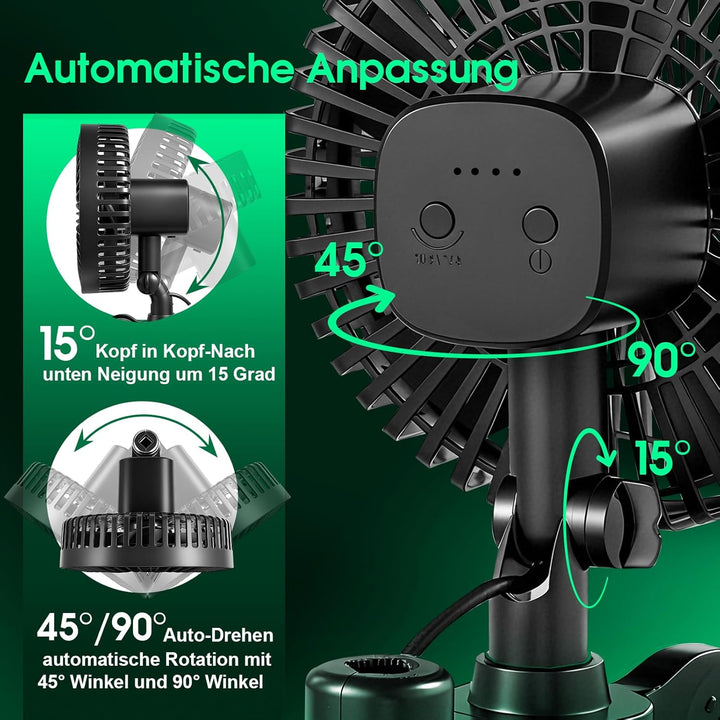 Grow Ventilator Oszillierend, mit Neu Gestaltetem Langlebigem EC-Motor, 4Windgeschwindigkeiten, 180°