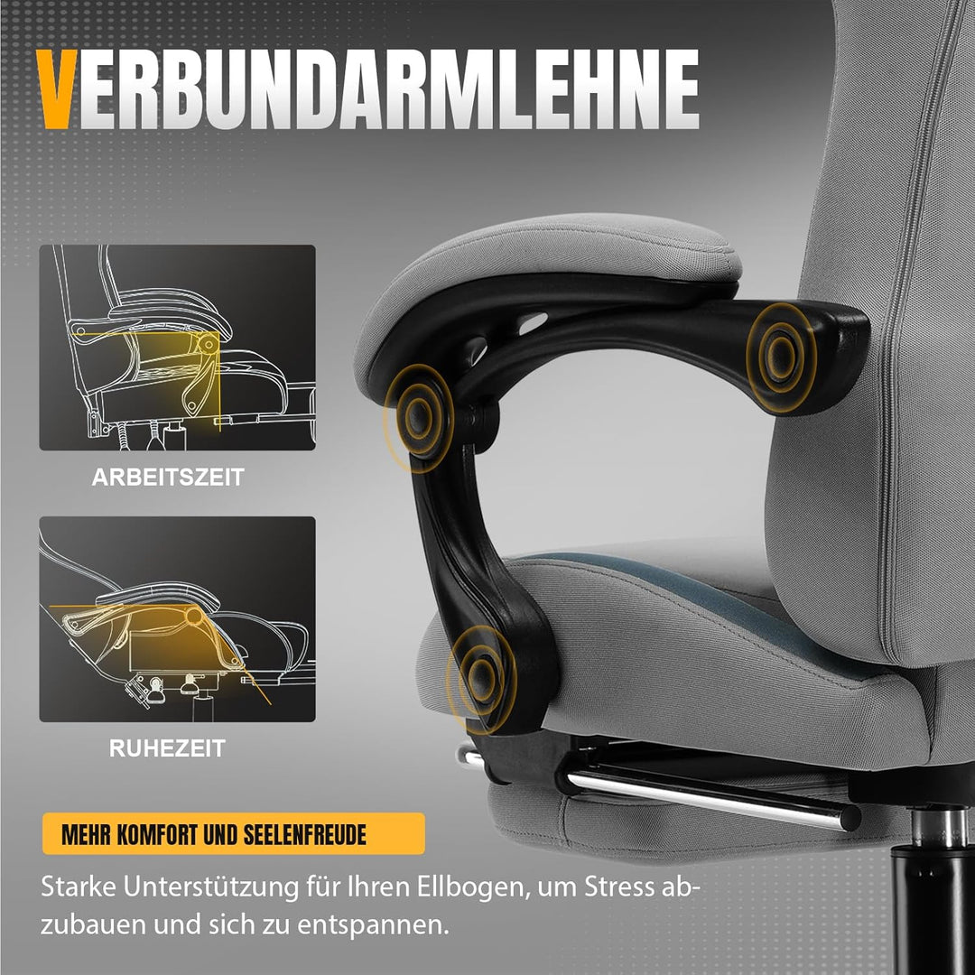 GTPLAYER Gaming Stuhl, Gamer Stuhl, Atmungsaktiver Bürostuhl aus Hochwertigem Stoff, Ergonomischer P