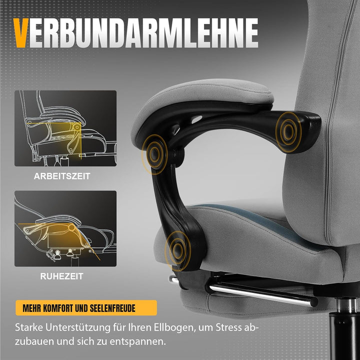 GTPLAYER Gaming Stuhl, Gamer Stuhl, Atmungsaktiver Bürostuhl aus Hochwertigem Stoff, Ergonomischer P