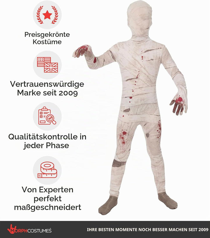 Morphsuits Kostüm Mumie Kinder, Mumien Kostüm Kinder, Halloween Kostüm Mumie Kinder, L