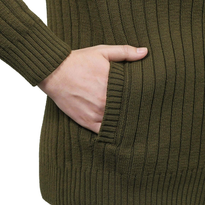 AOLI RAY Herren Strickjacke Cardigan Stehkragen Feinstrike mit Reissverschluss und Taschen Pullover