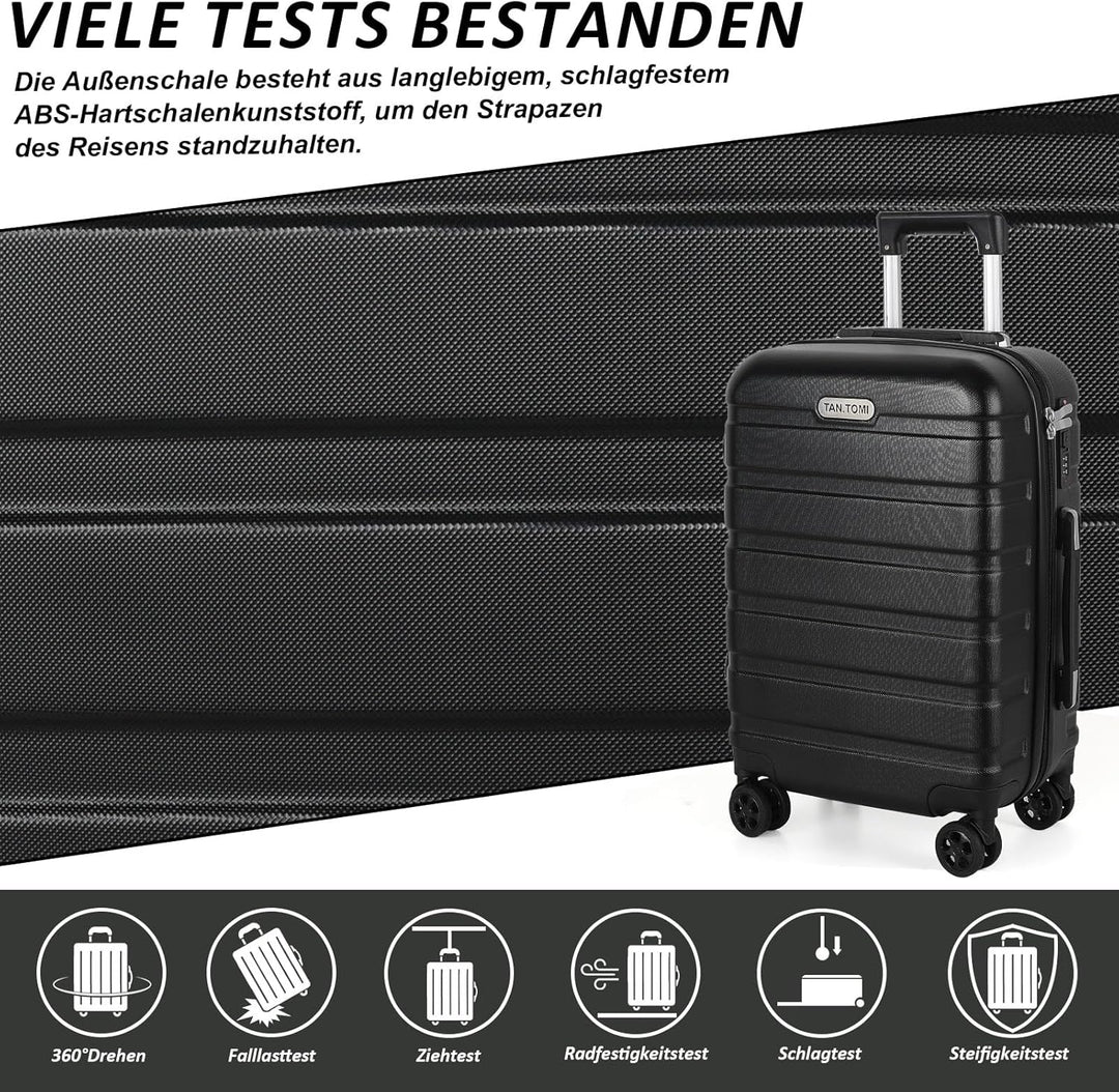 TANTOMI Kofferset 3-teilig, ABS Hartschalenkoffer Set, Reisekoffer Set mit Rollen, Gepäck-Sets (20/2