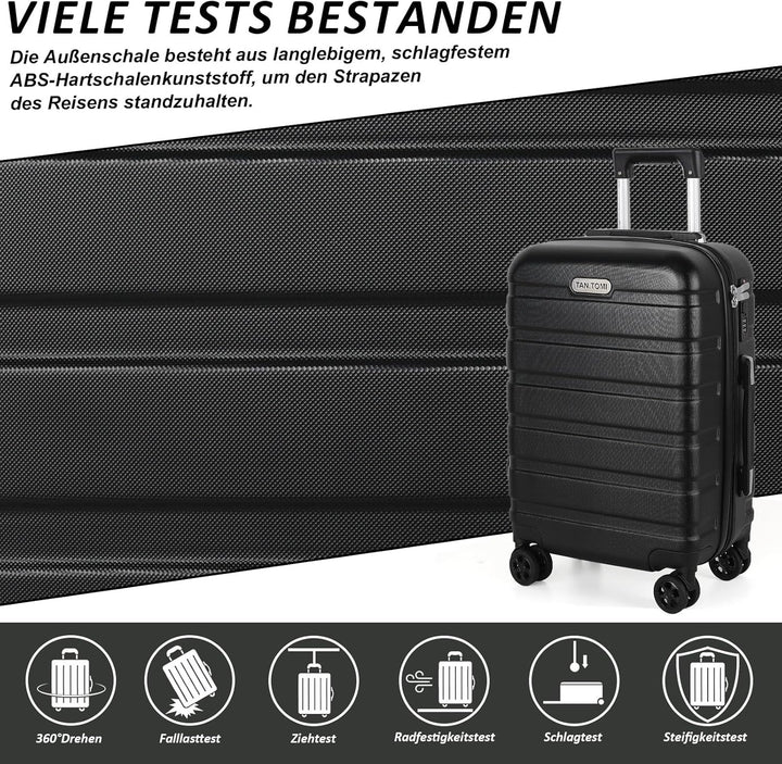TANTOMI Kofferset 3-teilig, ABS Hartschalenkoffer Set, Reisekoffer Set mit Rollen, Gepäck-Sets (20/2