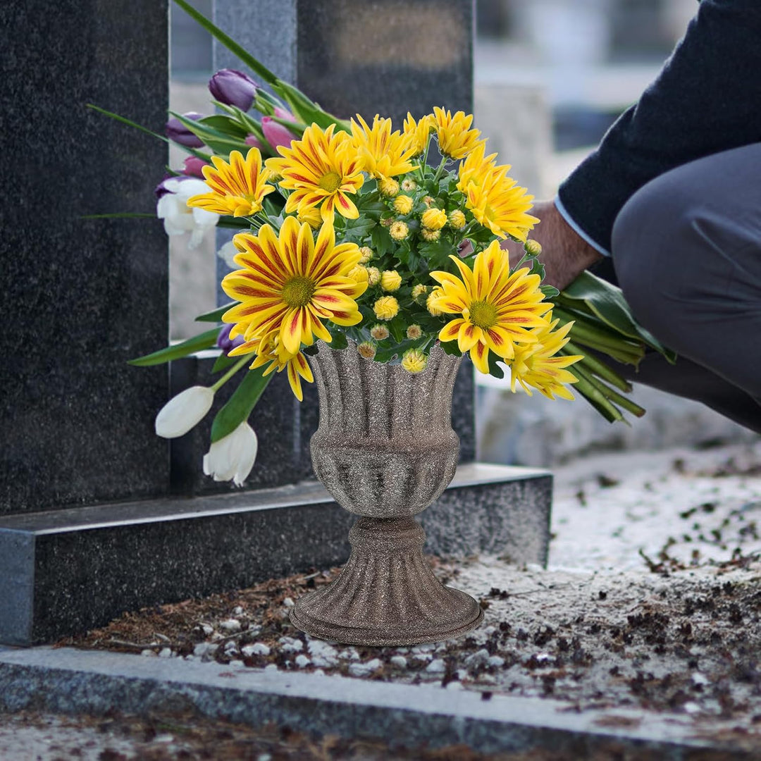 VOSAREA 2 Stücke Friedhofsvase Metall Grabvasen Zum Stecken Grabsteckvase Grabvasen Erdspiess Grabst