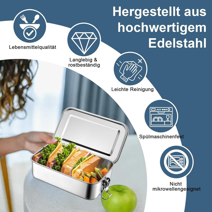 Homikit Bento Box, 1400ml Edelstahl Brotdose Lunchbox mit Fächern, Lunch Box Gross für Kinder Erwach