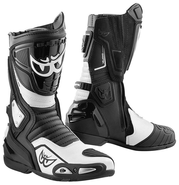 Berik Donington Motorradstiefel, schwarz/weiss, 37 Schwarz Weiss 37 EU, Schwarz Weiss 37 EU