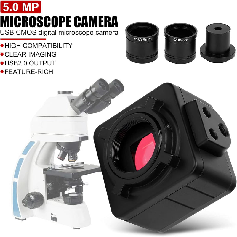 EVTSCAN 5MP CMOS Digitalkamera für USB-Mikroskope, mit C-Mount-Adapter, 25 FPS hohe Bildrate, Live-A