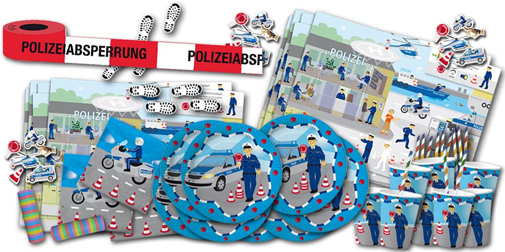 Kindergeburtstag Polizei Partygeschirr & Tischdeko Set Kindergeburtstag Polizei Partygeschirr Set