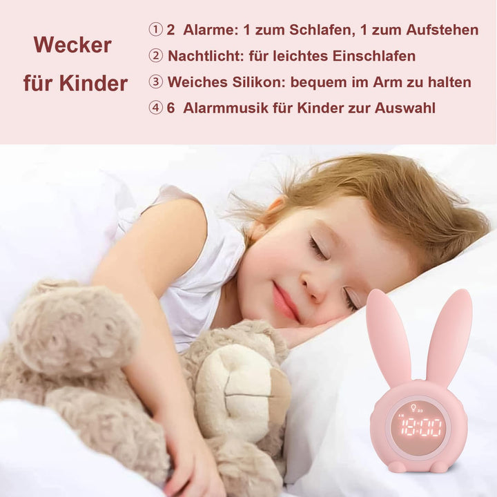 Baby Kinder Lichtwecker Hasenwecker Hasen Wecker Uhr Rabbit Alarm Clock Wake Up Light Nachttischlamp