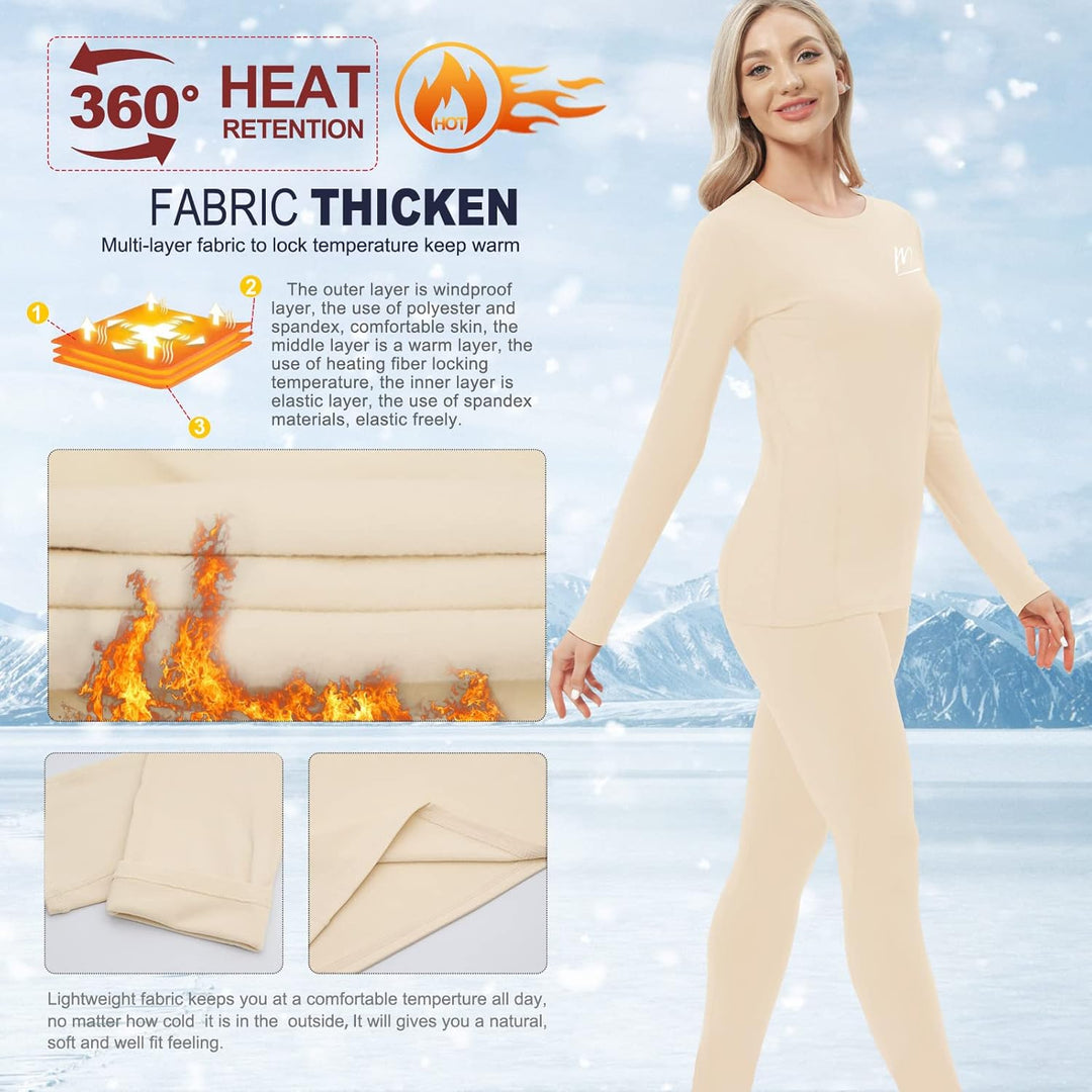 MeetHoo Thermounterwäsche Damen, Funktionsunterwäsche Set Funktionswäsche Thermoaktiv Thermowäsche B