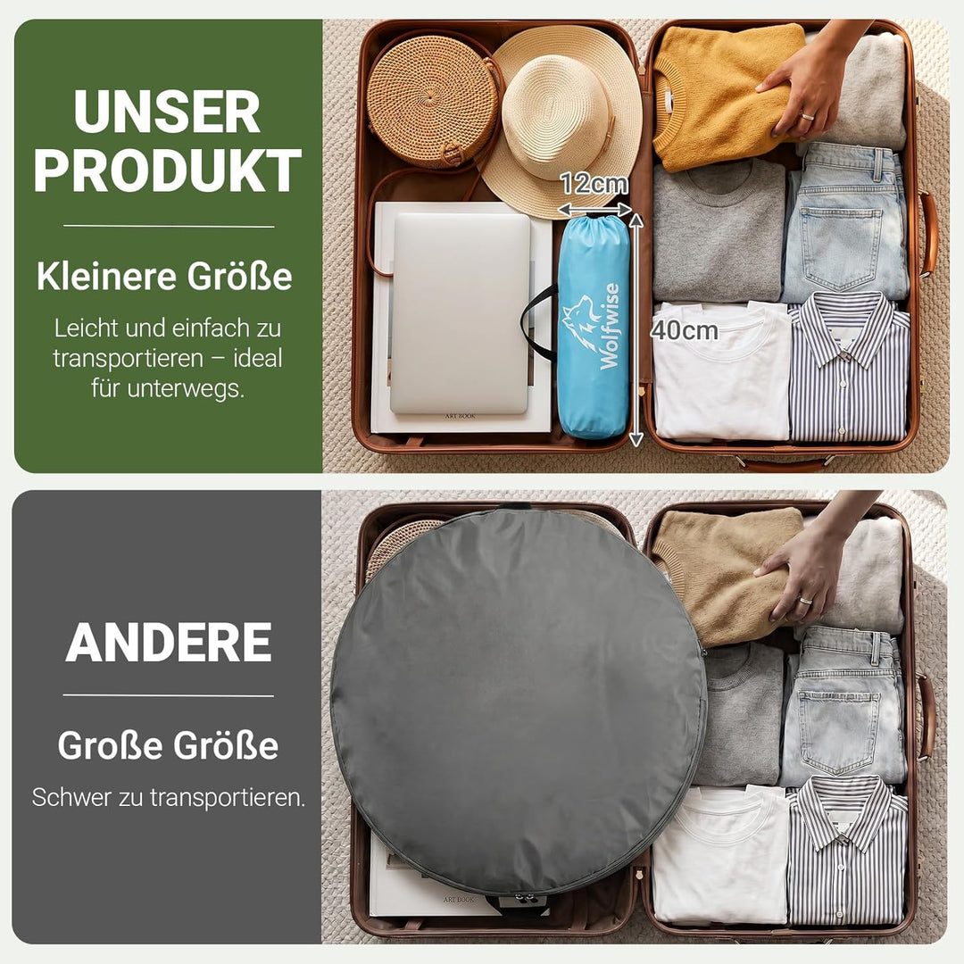 Wolfwise grosse Strandmuschel UV Schutz für 3-4 Personen, Strandzelt grosszügig mit Sonnenschutz UPF