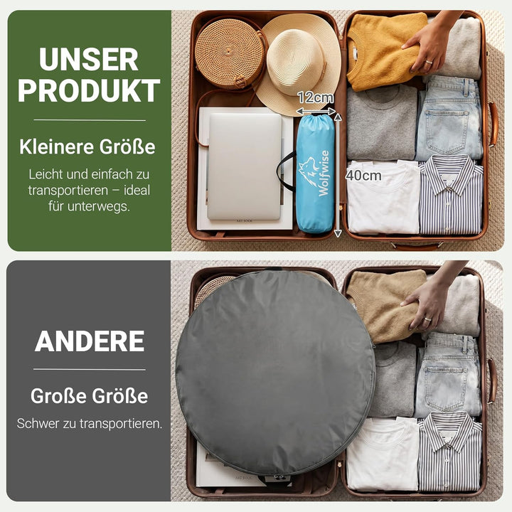 Wolfwise grosse Strandmuschel UV Schutz für 3-4 Personen, Strandzelt grosszügig mit Sonnenschutz UPF
