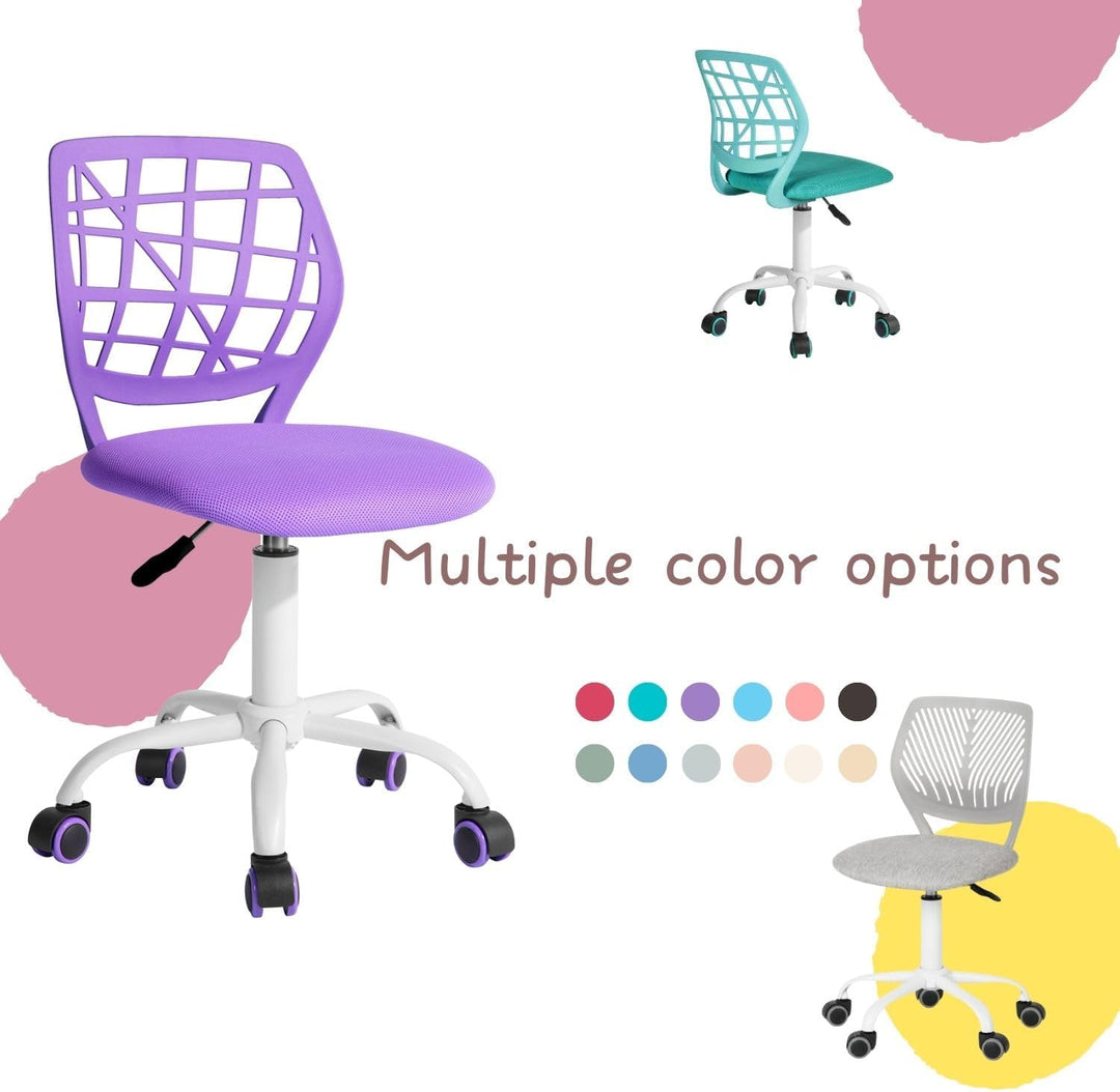 FurnitureR Kleiner Videospielstuhl, ergonomischer Schreibtischstuhl ohne Armlehnen, kompakter Drehst
