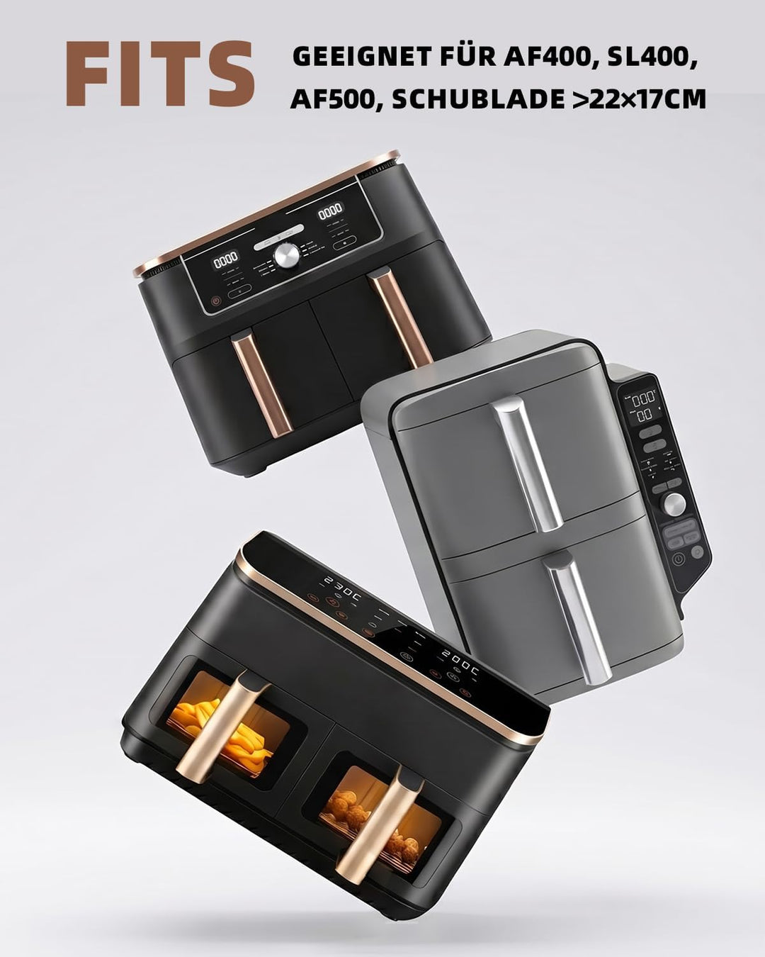 2 Stück Auflaufform Airfryer, Glas Heissluftfritteuse, BPA-frei, 2 Kammern