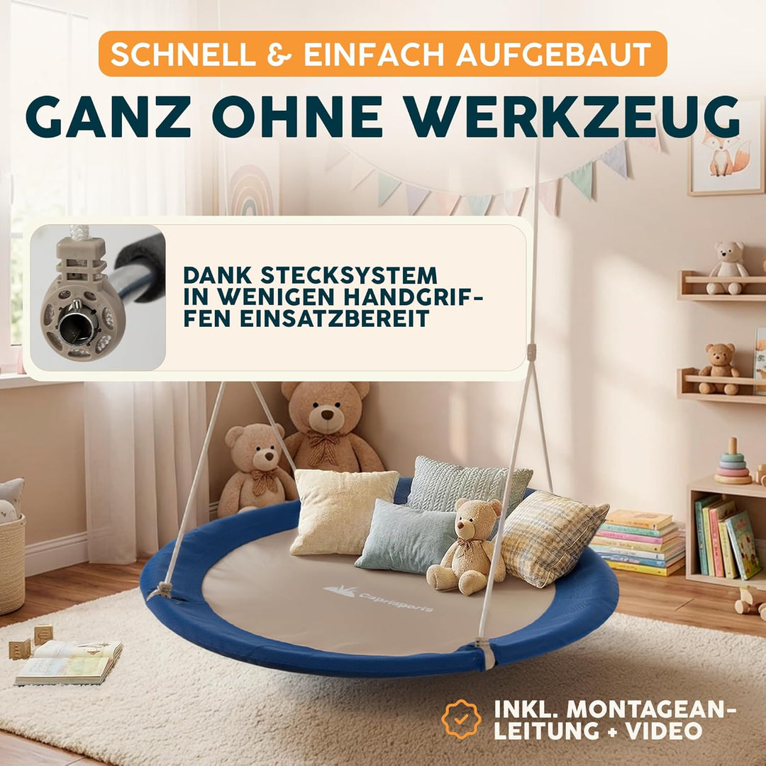 Nestschaukel Outdoor - [inkl. Abdeckhaube] - TÜV/GS geprüft - Höhenverstellbare Schaukel Outdoor und