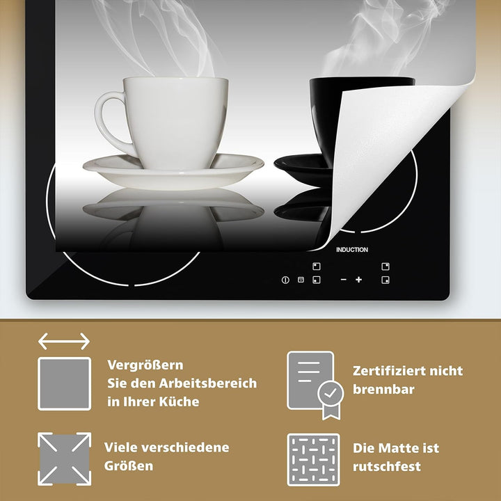 SMTDeco Herdabdeckplatte Ceranfeld abdeckung Aufrollbare Matte für Induktion Einteilig 30x52 cm Kaff