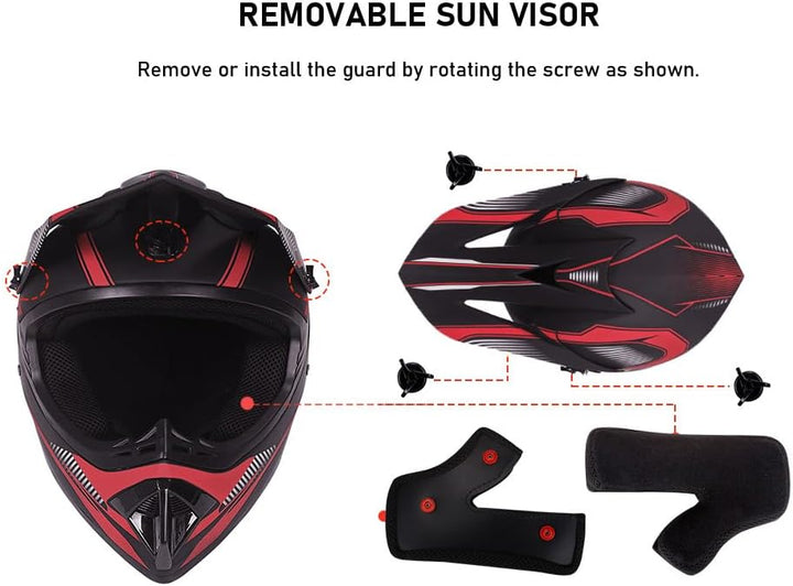 Jugend Motorradhelme,Kinderfahrradreithelm,Junge Und Mädchen, Roller Ski ATV Helm,ECE-Zertifizierung