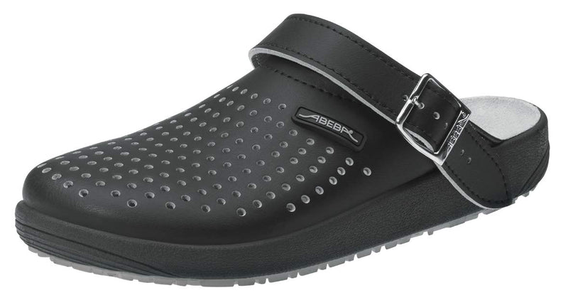 Abeba Clog 9310 Grösse 45 - rubber Glattleder schwarz, perforiert, zertifiziert 45 EU, 45 EU